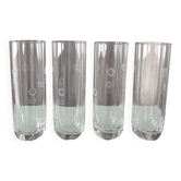 Set of 4 Vintage Etched Floral Highball Glasses