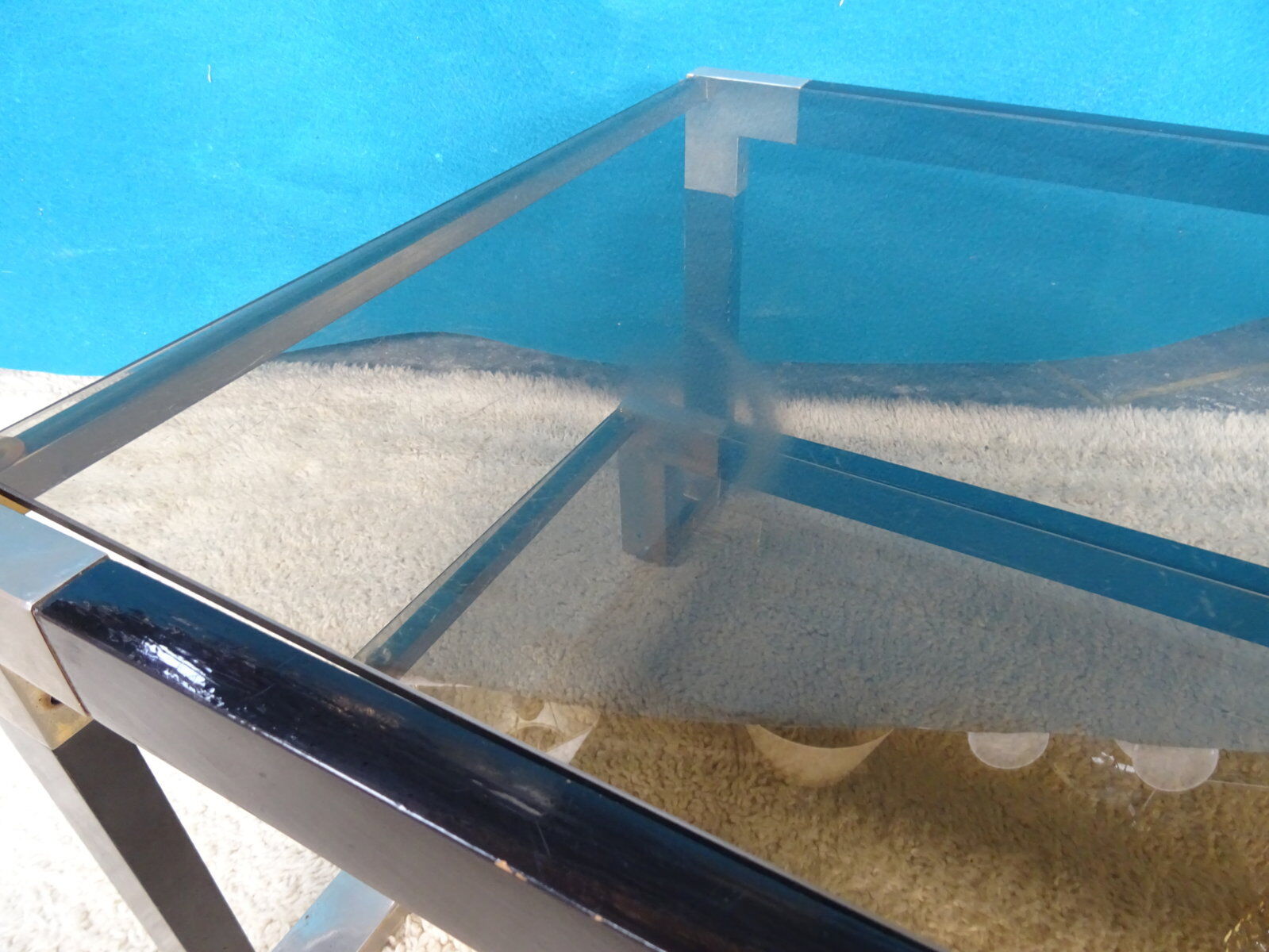 Coffee table metal smoked glasses