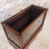 Vintage mahogany avocado bookcase with overhead glass doors circa 40's/50's