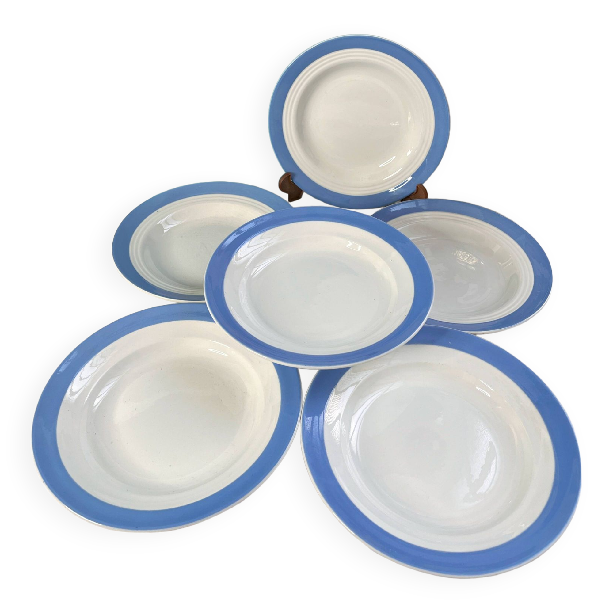 6 pastel blue soup plates in Céranord St Amand earthenware - Languedoc model - Lot 2