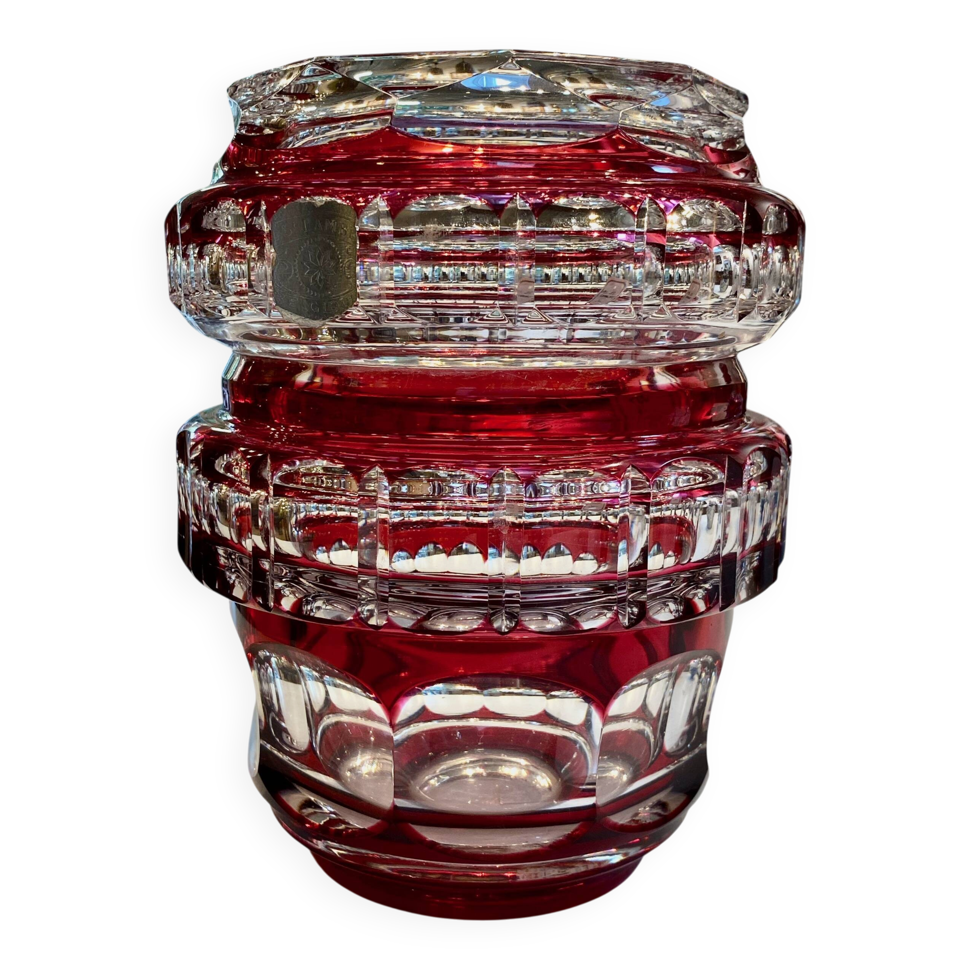 Double Red Crystal Vase – Val Saint Lambert