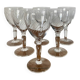 6 crystal engraved white wine glasses with stems