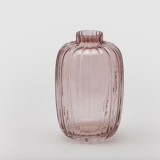 Light pink striated glass vase 20cm