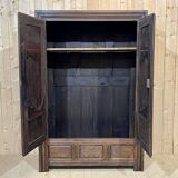 19th century Breton wardrobe in cherry, oak and chestnut
