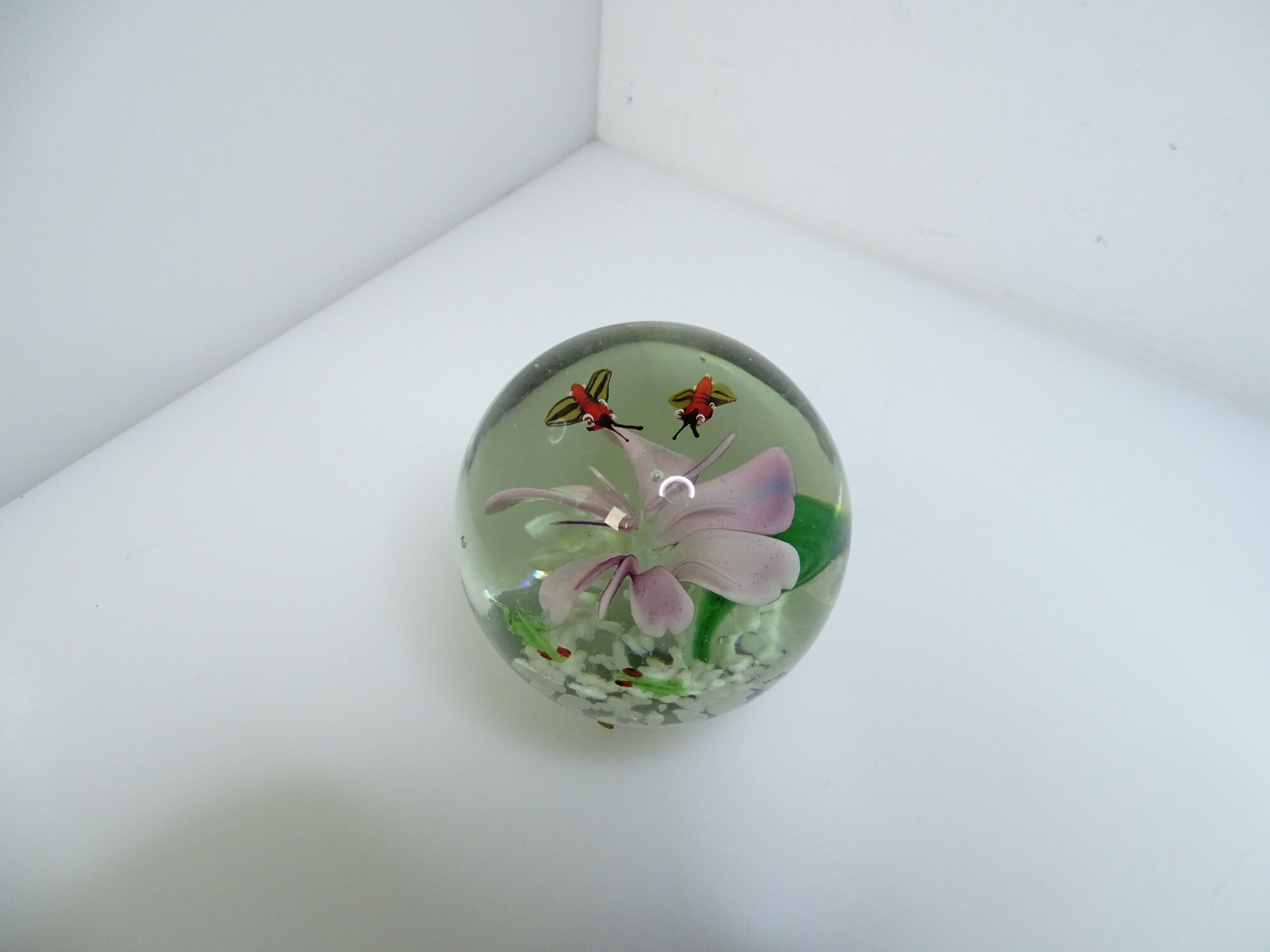 Paper press ball parchment flower, frogs and vintage insects