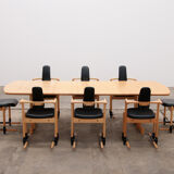 Stokke Dining room set large table with 8 chairs design Peter Opsvik, 1990