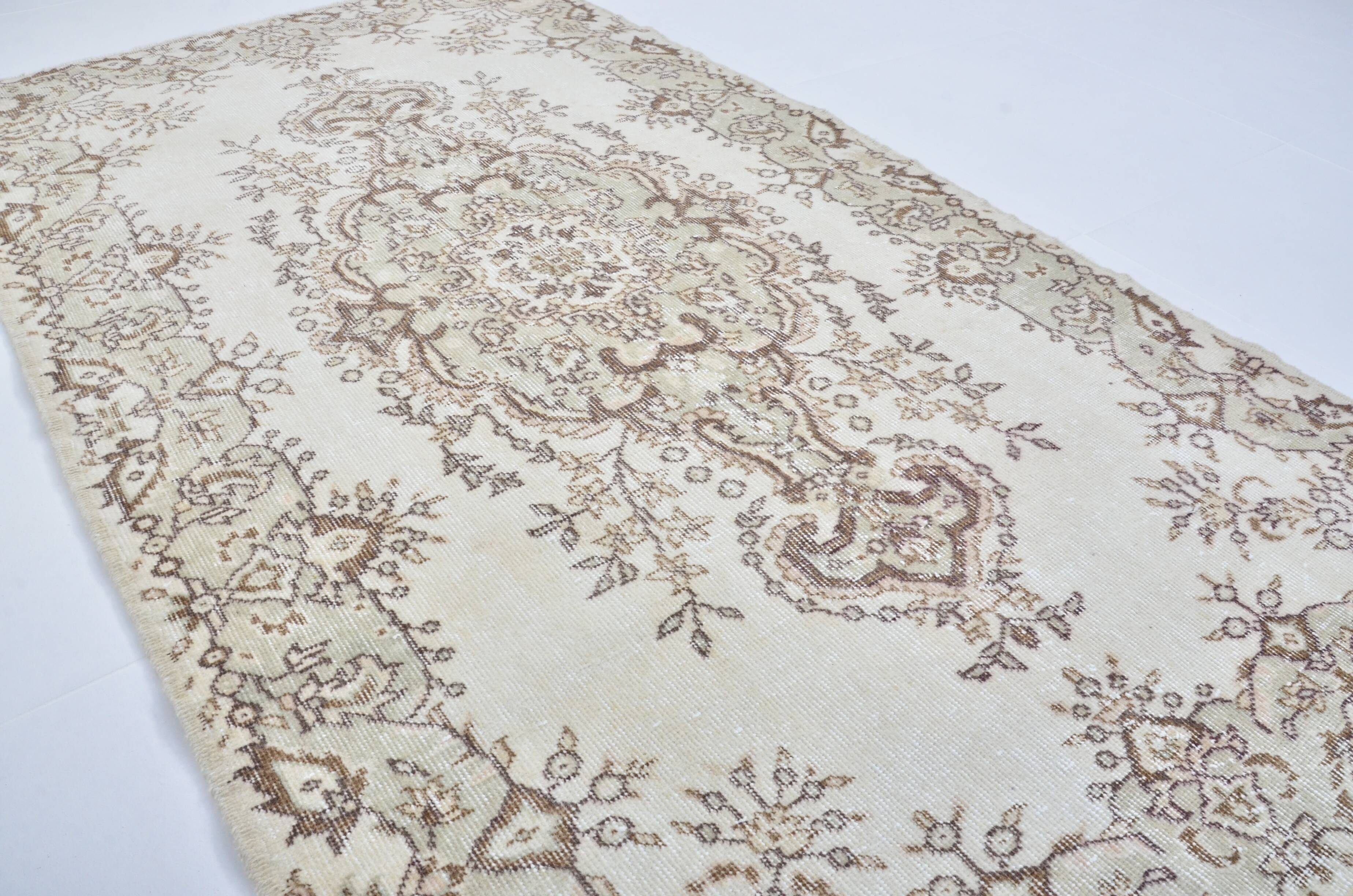 Beige And Brown Vintage Oushak Carpet sku 3578