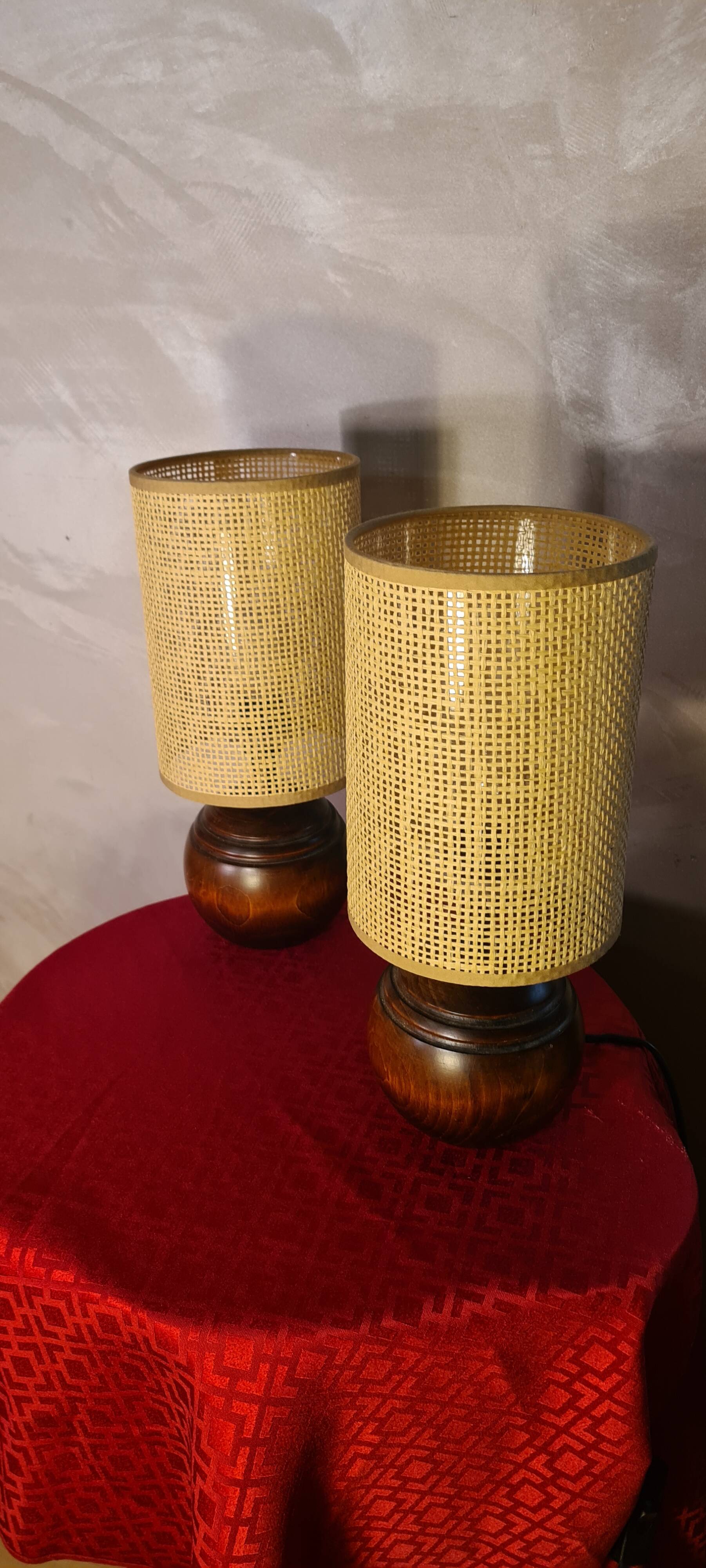 Pair of solid wood ball lamps, Scandinavian style bedside lamps, 33x14