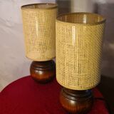 Pair of solid wood ball lamps, Scandinavian style bedside lamps, 33x14