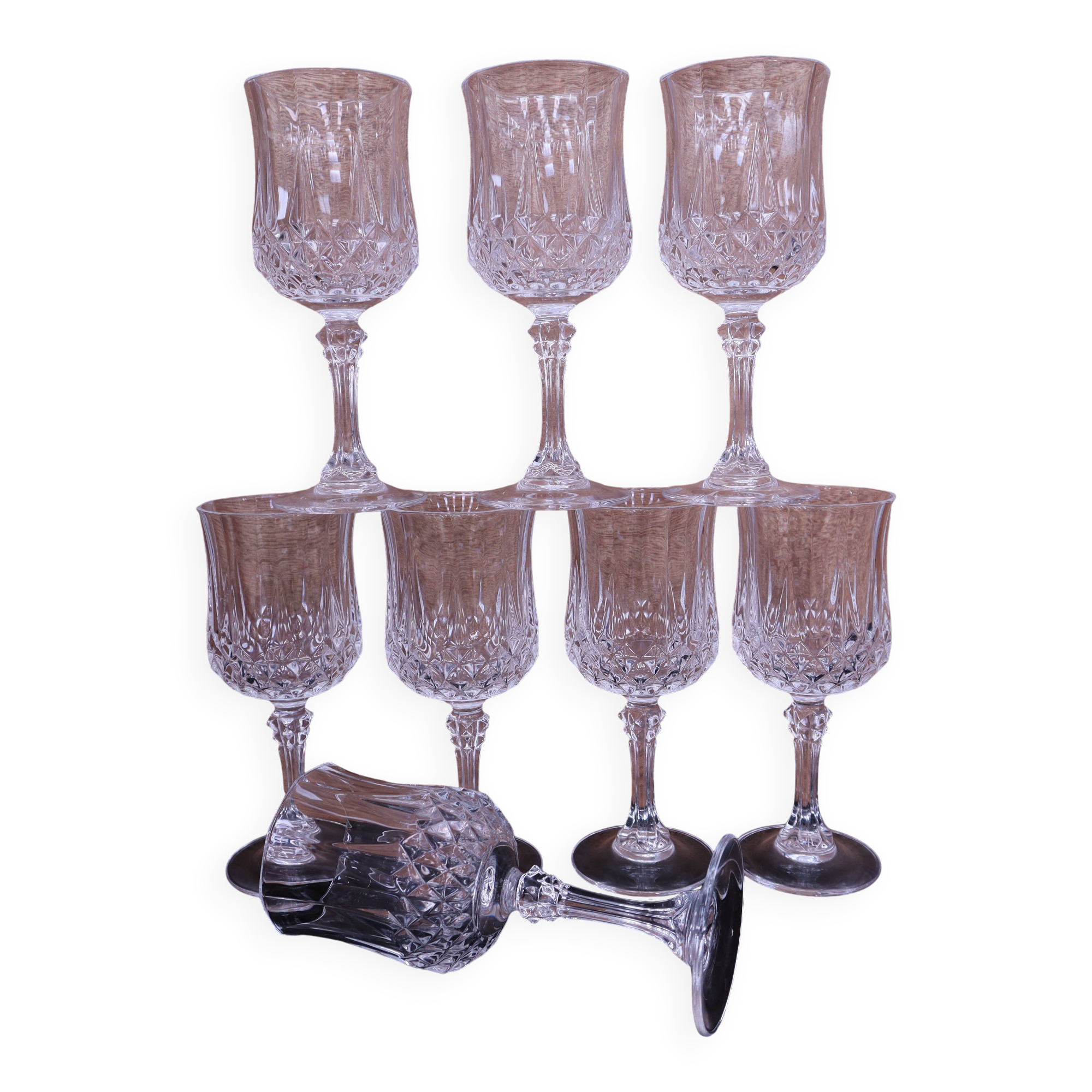8 Crystal d'Arques Longchamps water glasses