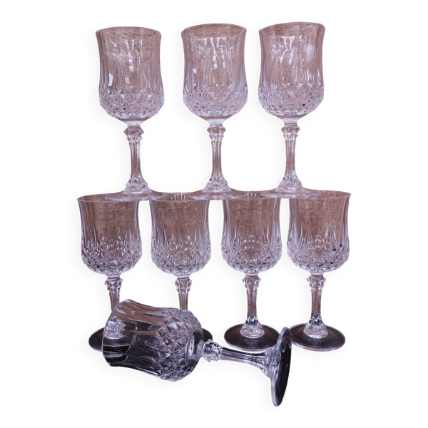 8 Verres à eau Cristal d'Arques modèle Longchamps