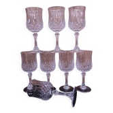 8 Verres à eau Cristal d'Arques modèle Longchamps