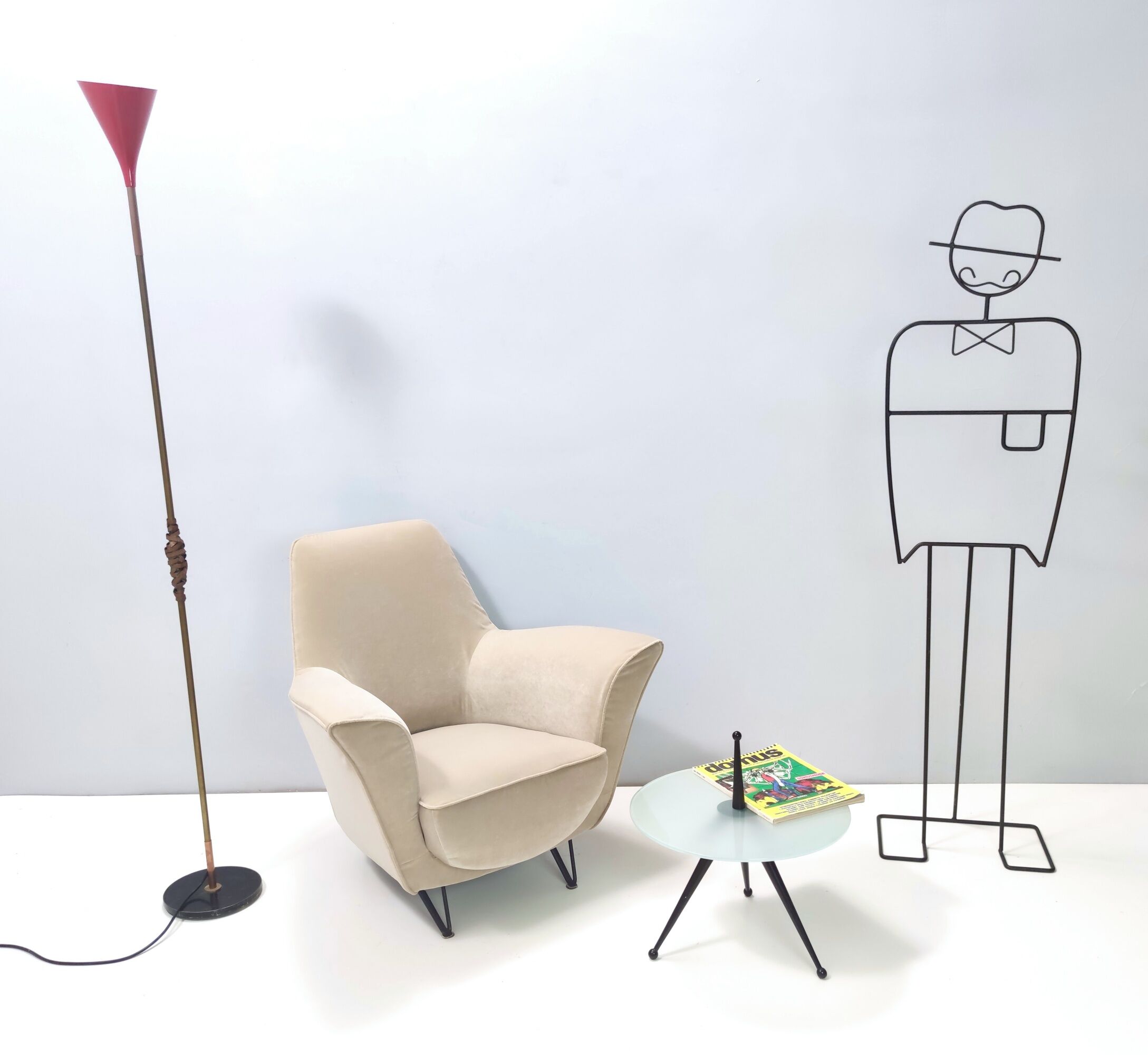 Vintage ivory fabric armchair, Italy