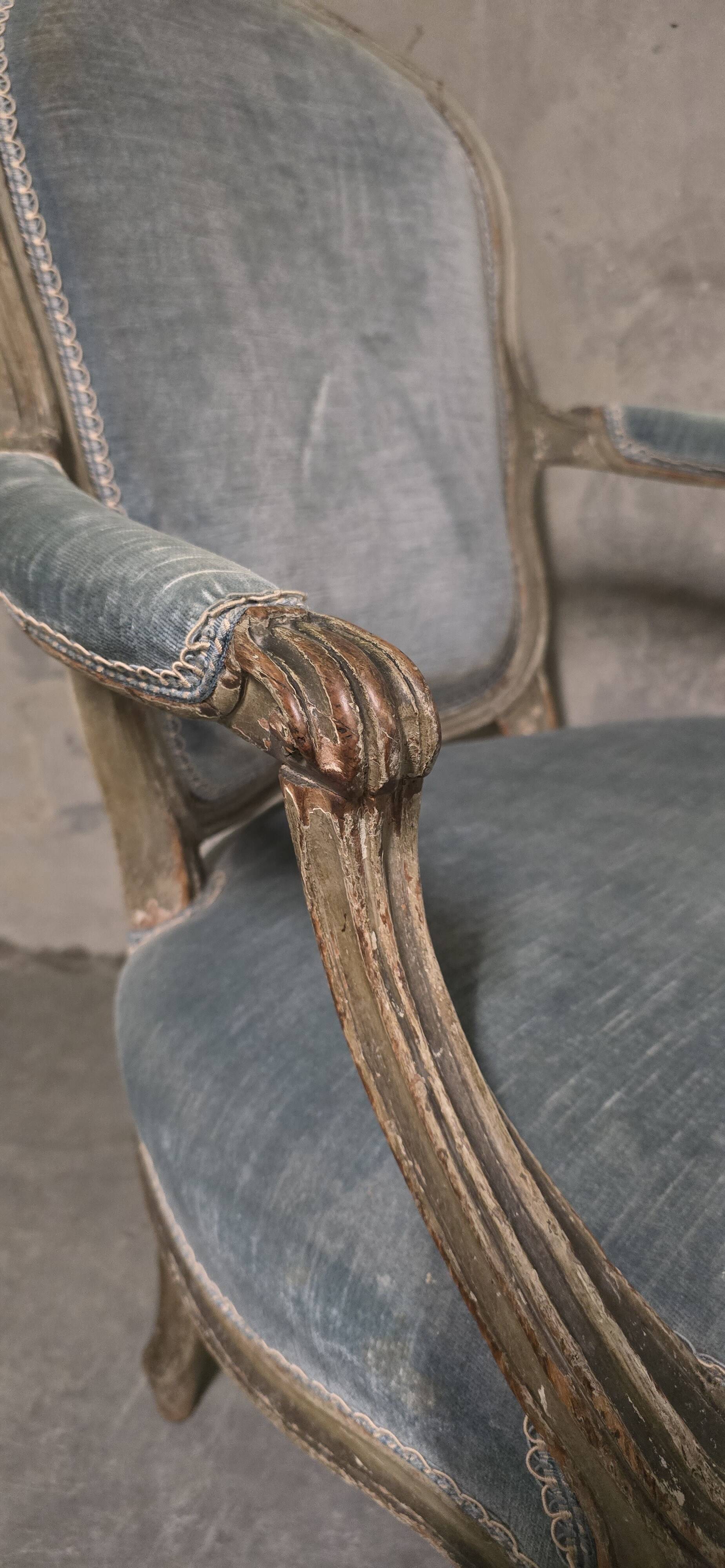 Pair of Louis XV cabriolet armchairs, 18th century