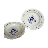 6 assiettes creuses anciennes saint amand fleurs bleues au pochoir
