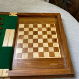 Wooden travel chess set, marquetry board
