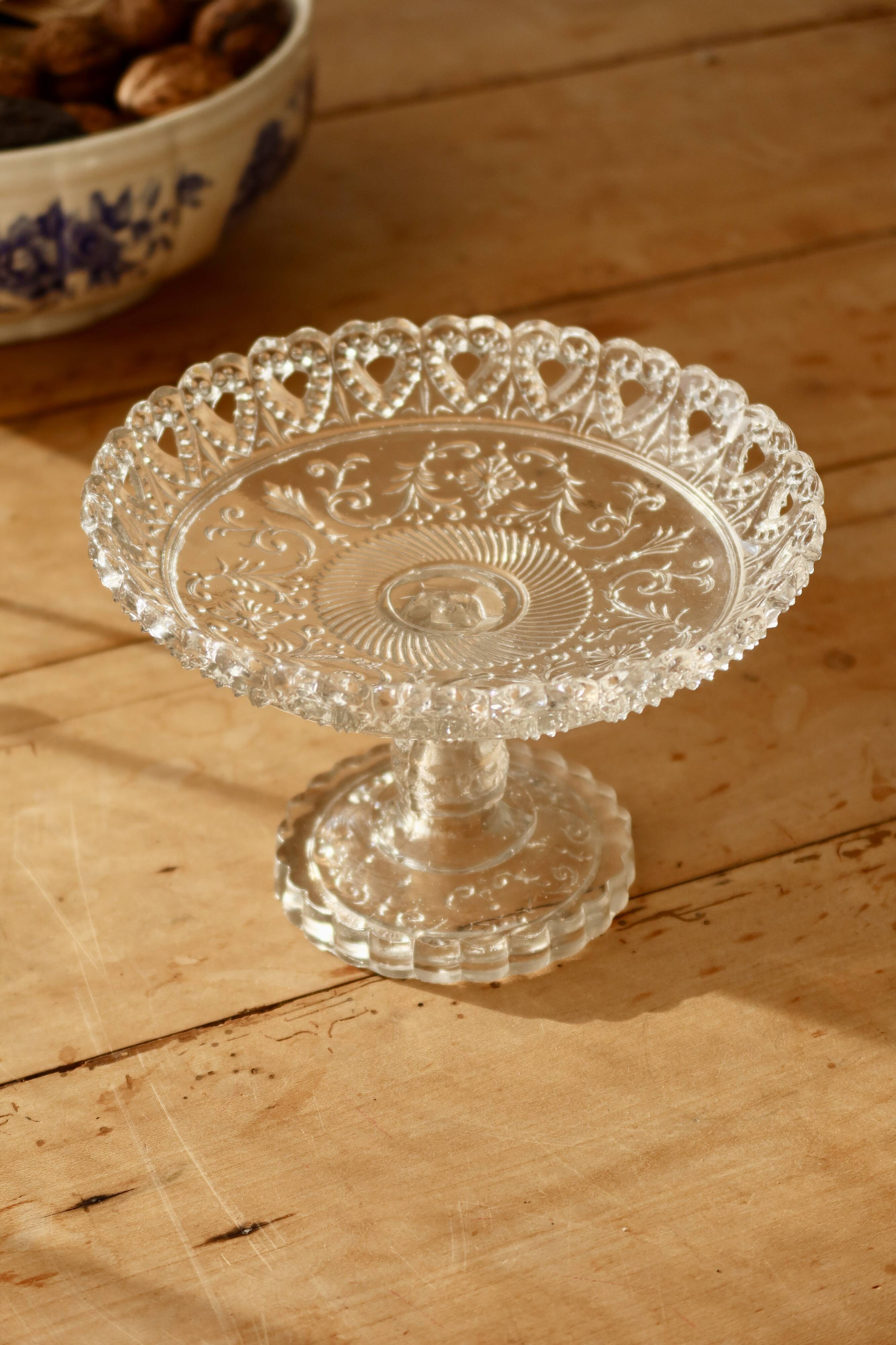 Vintage molded glass compote dish