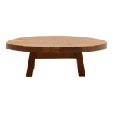 French oak brutalist artisan coffee table, 70s.