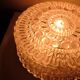 Vintage round ceiling light in bubbled glass, 1970s.