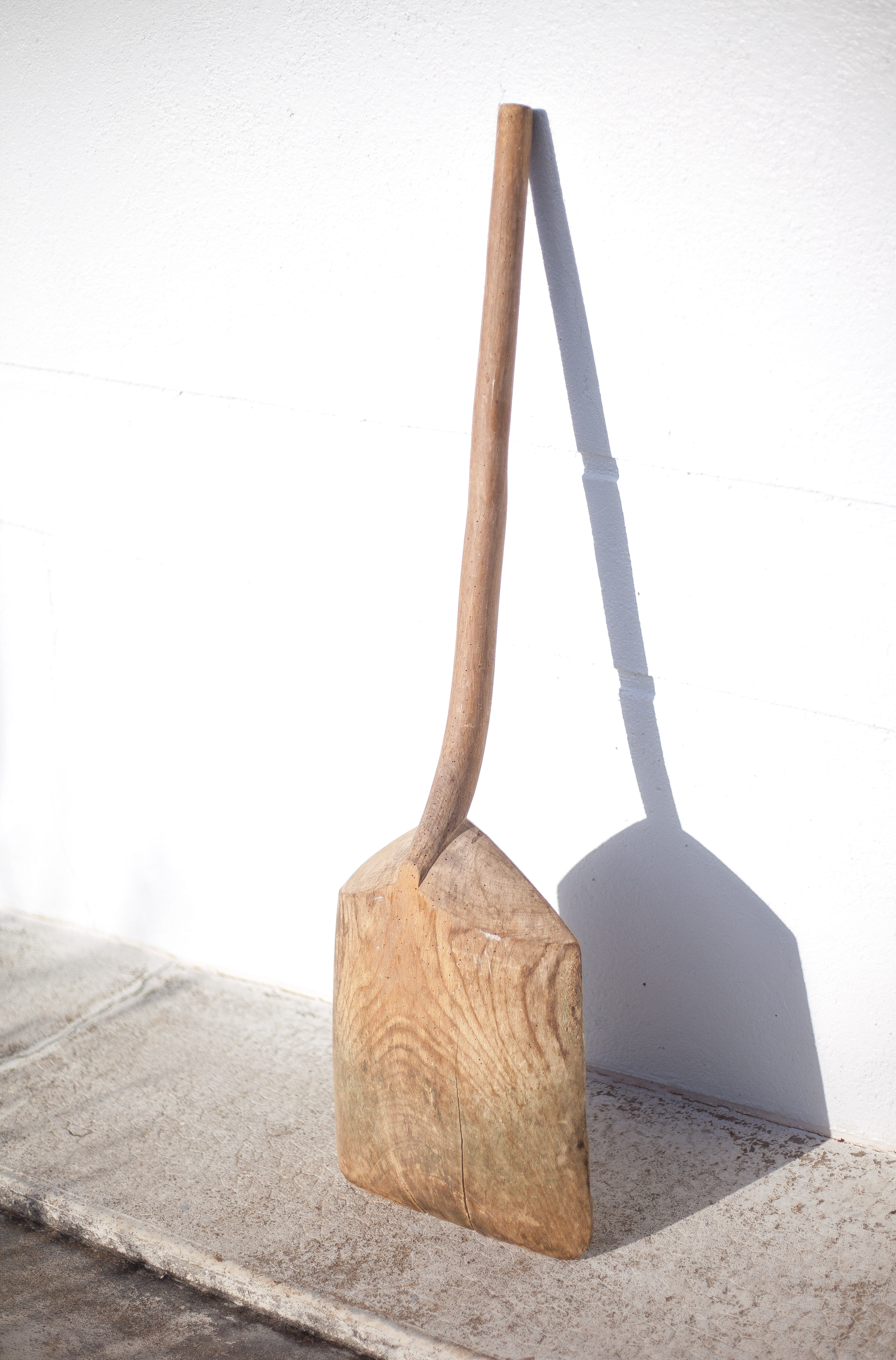 Old wood grain shovel, large wooden shovel, rustic, countryside, decoration