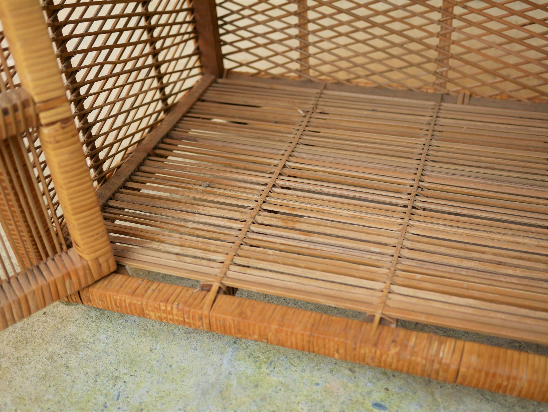 Meuble de rangement vintage en rotin