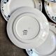6 Badonviller blue earthenware dessert plates, "Dinan" service
