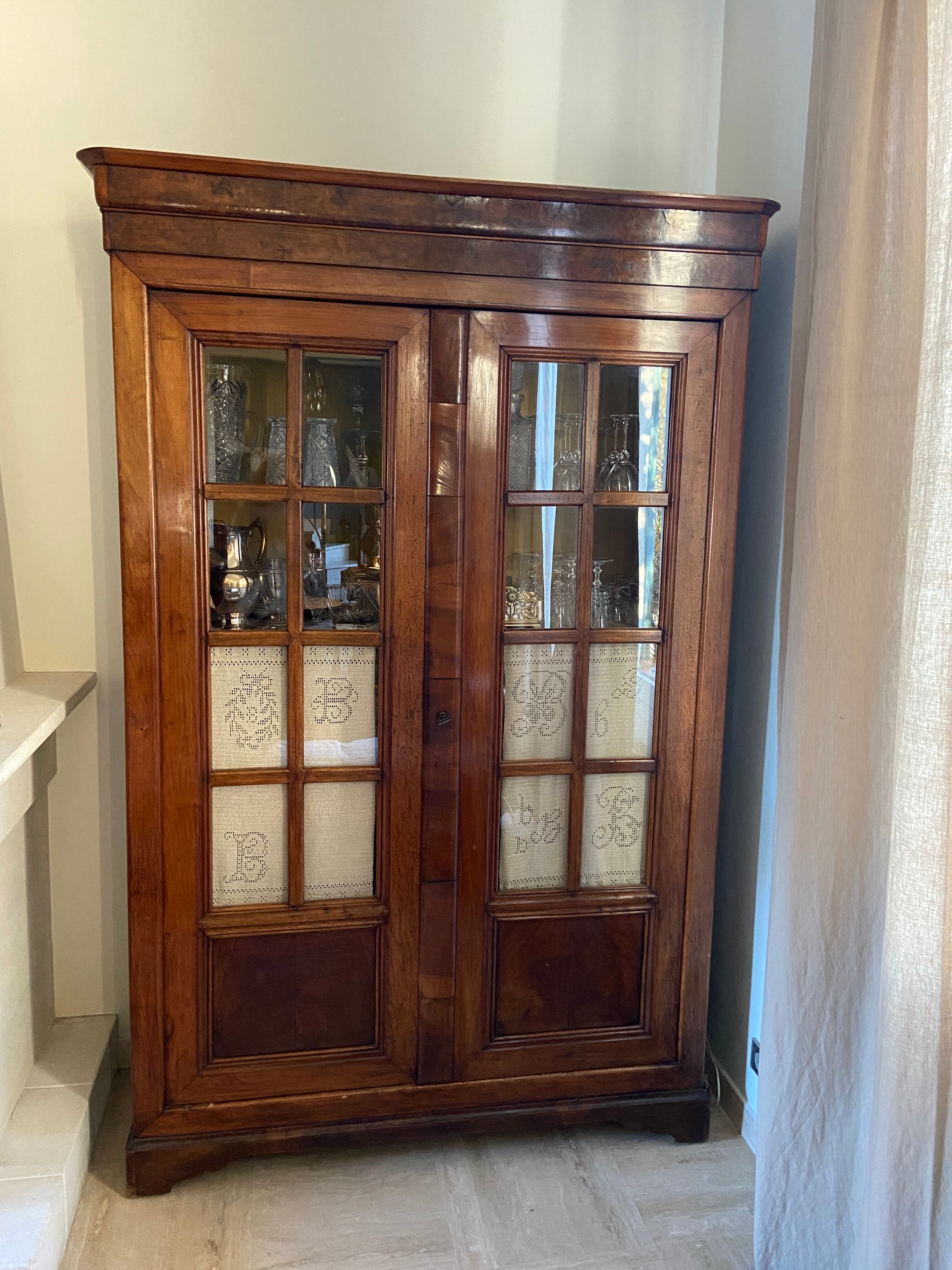 Walnut library louis Philippe XIXth century