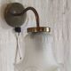 Swan neck wall lights in brass and glass - mid 20th century.