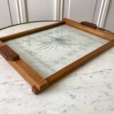 Wooden top and art deco glass 30s