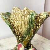 Vase en barbotine majolica gerbes de blé années 30 vintage