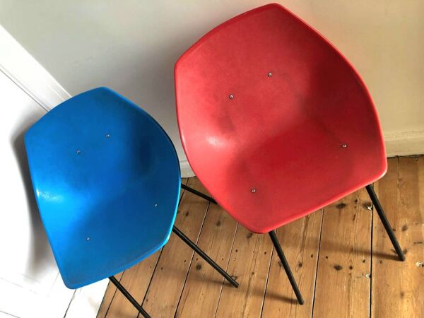 Paire de chaises vintage Pierre Guariche Meurop, meubles sièges anciens