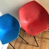 Pair of vintage Pierre Guariche Meurop chairs, antique seating furniture