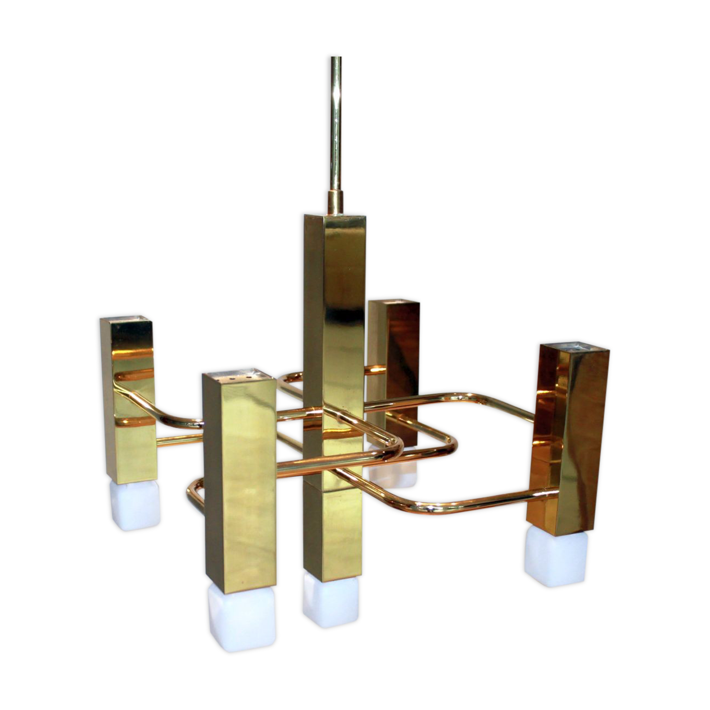 Sciolari chandelier, 5 square lights, 1970