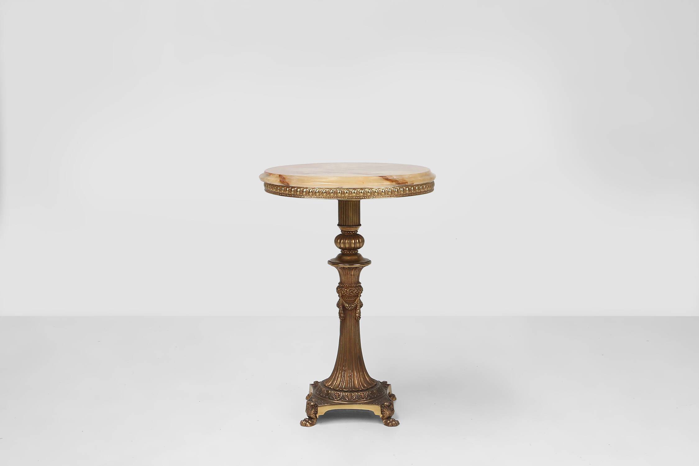 Beautiful brass side table with onyx marble top, France ca. 1950