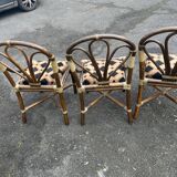 Set of 3 rattan armchair chairs