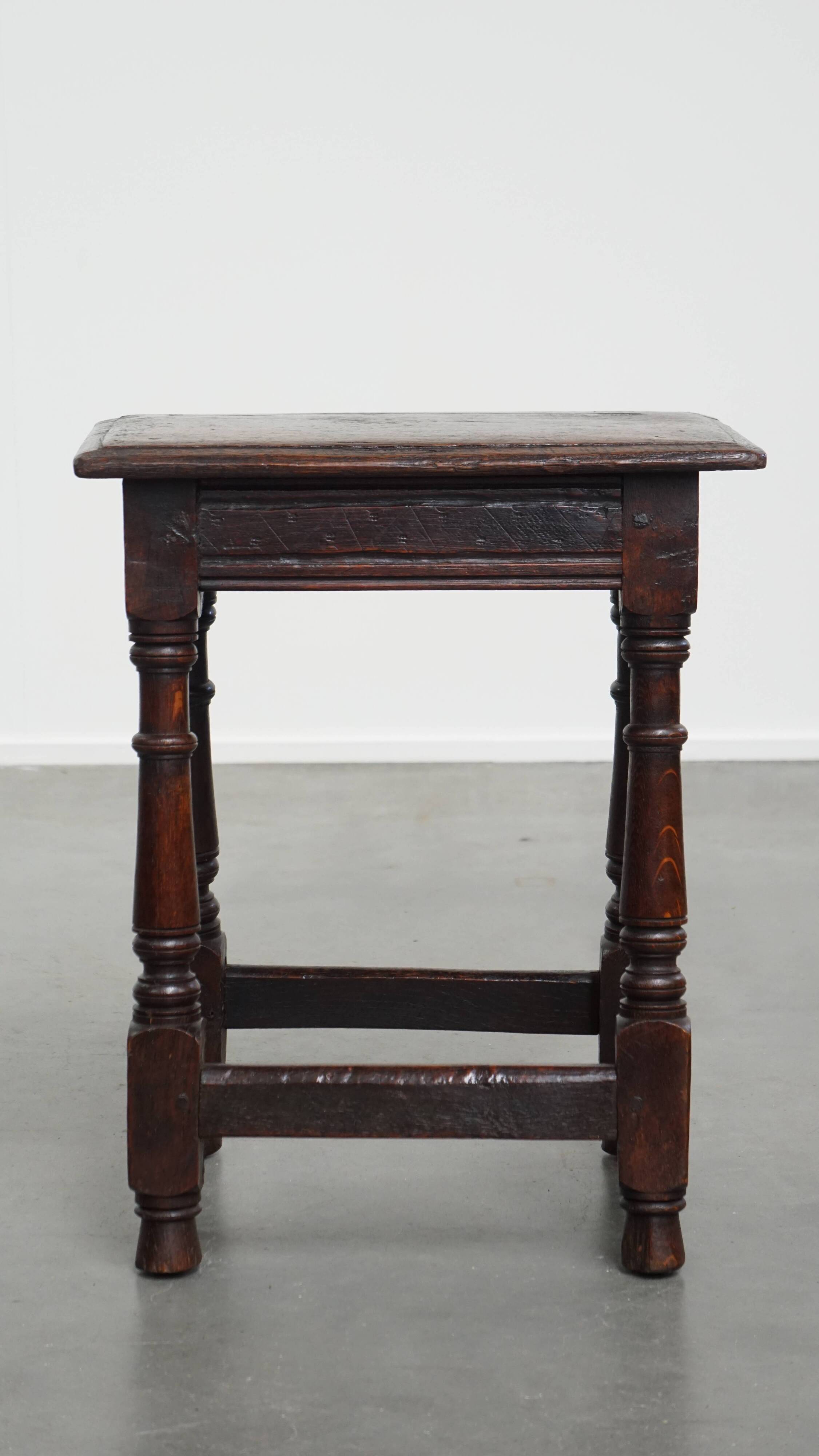 Antique English Oak Joint Stool / Stool from the 17th Century