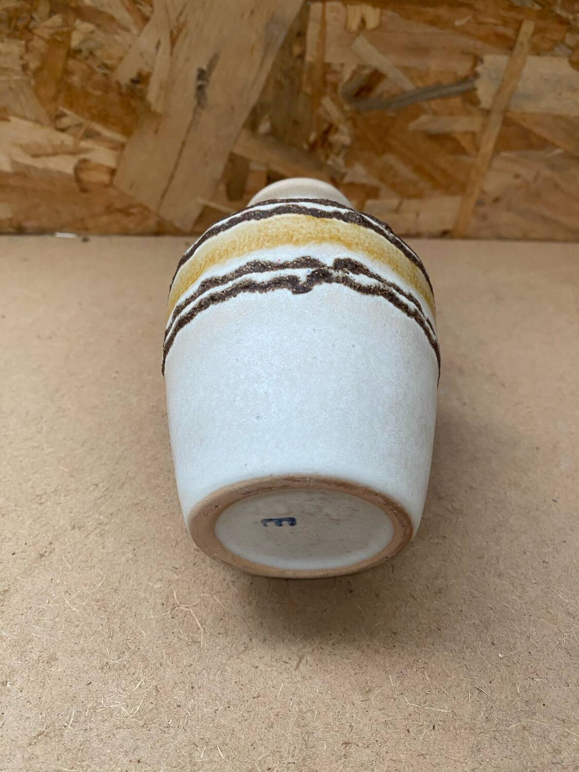 Antique Vintage Beige & Brown Ceramic Vase #B617