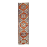 Tapis couloir en laine turc Oushak vintage des années 1970, 90x351.