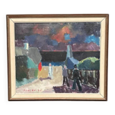 Huile sur toile originale – "Promenade" par Arnold W. Pedersen – Signée – Vintage et encadrée – 71 × 61 cm (28" × 24")