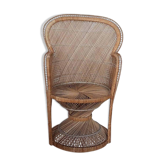 Fauteuil paon rotin vintage