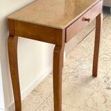 Vintage wood and marble console desk