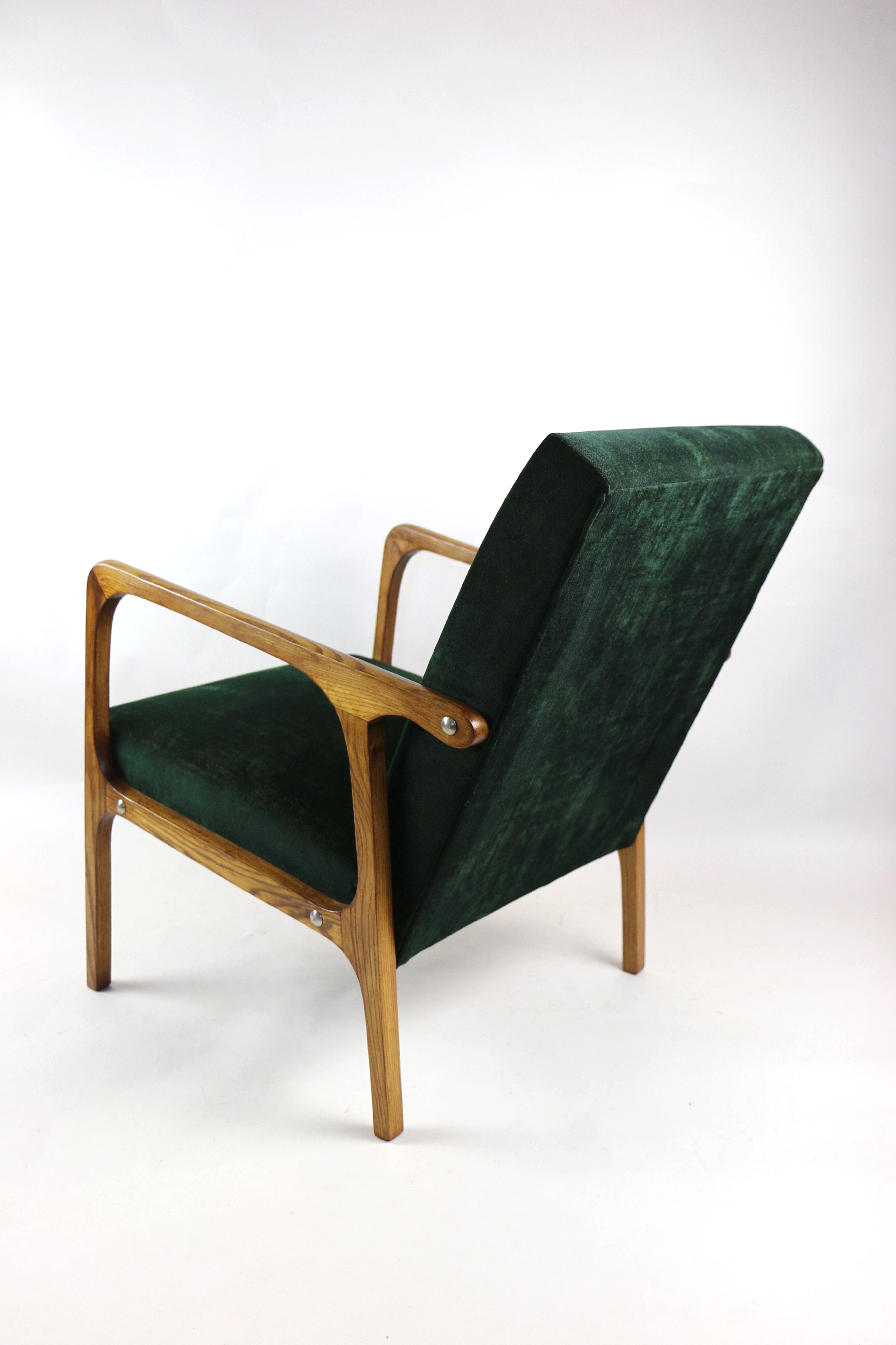 Fauteuil vintage en velours vert, années 1970