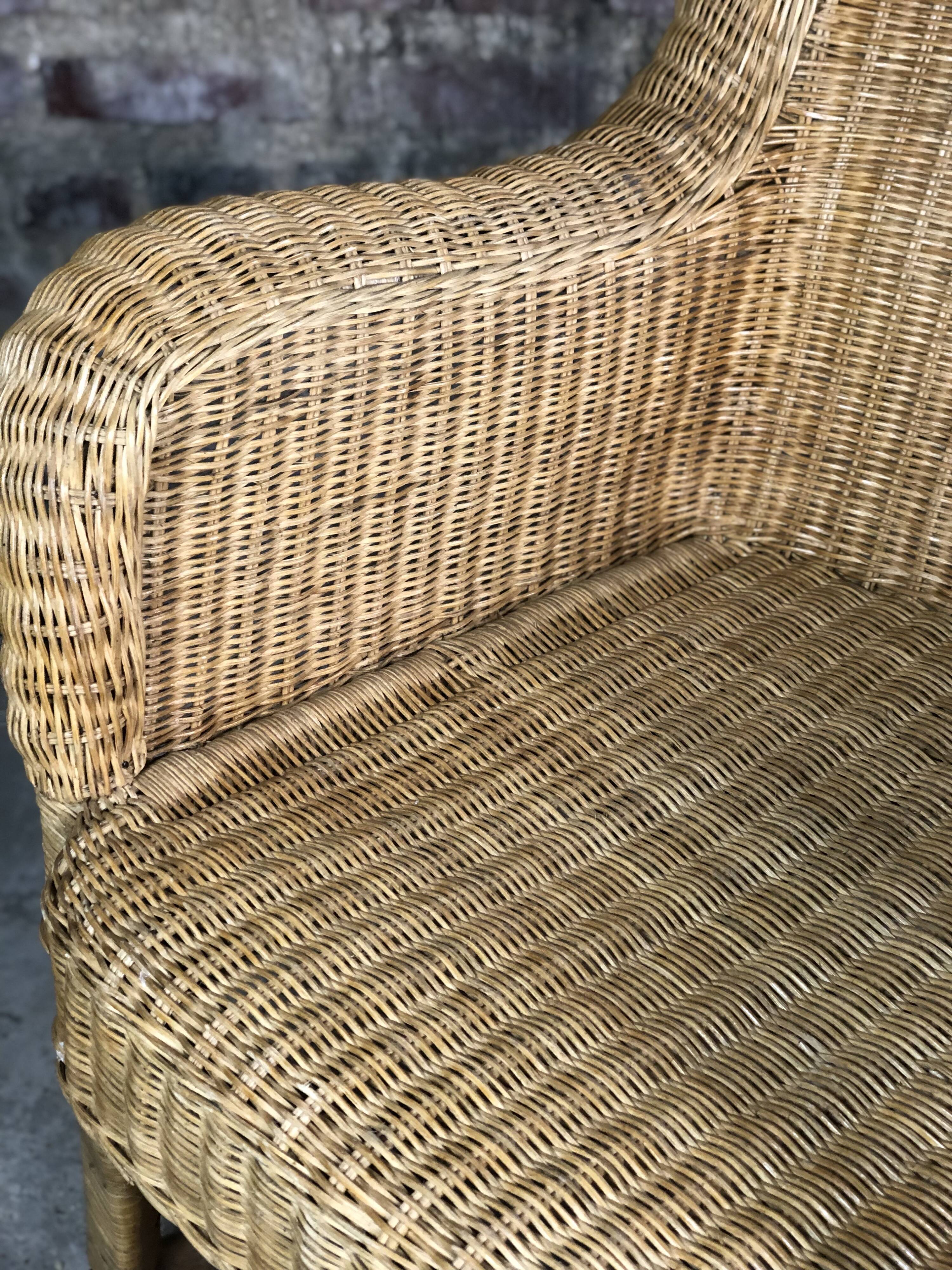 Rocking chair in rattan and bamboo rocker 1980