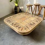 Table basse Roger Capron, modèle Herbiers en hêtre massif, format carré
