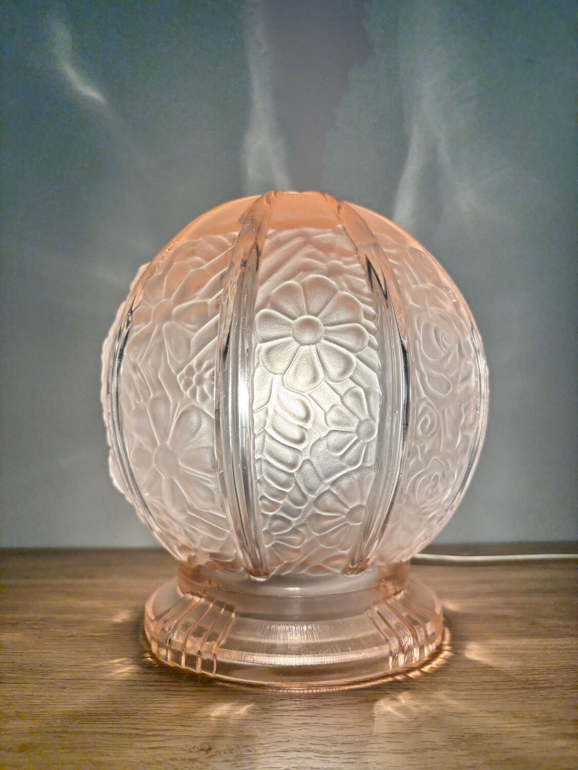 Vintage polished glass table lamp