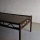 Table basse en rotin foncé et verre | Années 1980