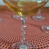6 glasses of champagne, twisted foot, multicolored, year 1970