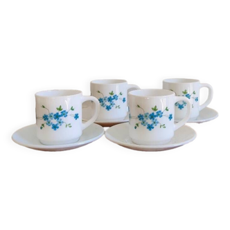 4 tasses myosotis Arcopal