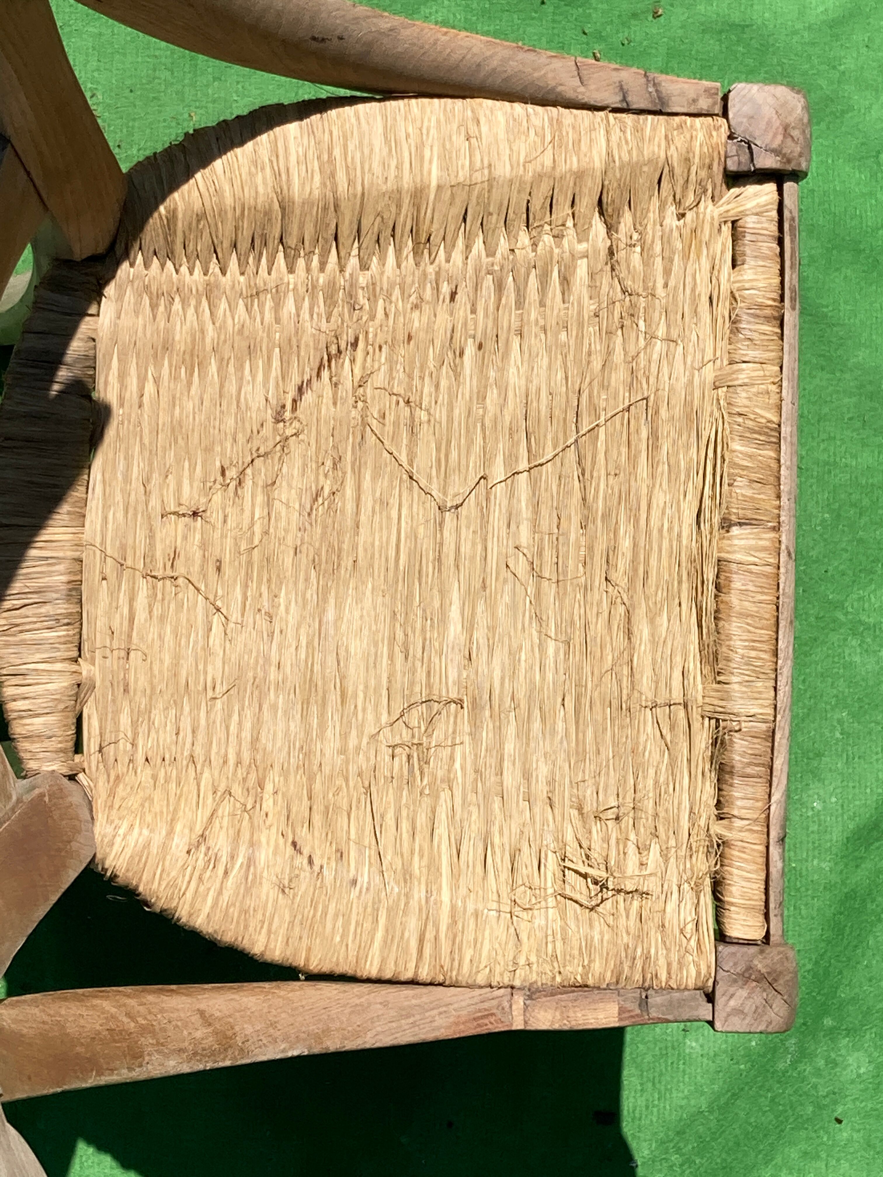 Antique French wicker wabi sabi chair