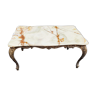 Multicore marble table, carved bronze base